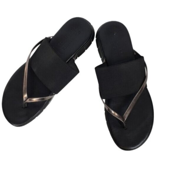 Ron White Rapisardi  Danae Thong Sandal Gold Black Size 40 Made in Ita… - Picture 1 of 16